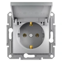 Asfora EPH3100161 földelt csapfedeles csatlakozóaljzat (dugalj), 2P+F betét aluminium