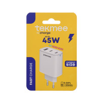 TEKMEE 40430337 univerzális gyorstöltő 45W 2XUSB-C+USB