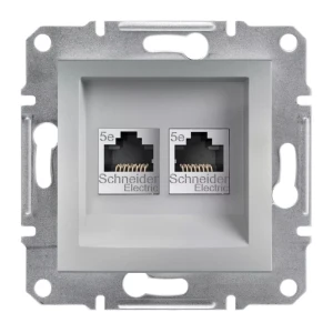 Asfora EPH4400161 2XRJ45 dupla számítógép csatlakozó aljzat (CAT5E) betét alumínium
