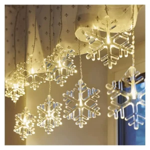 Emos DCGW06 LED karácsonyi fényfüggöny – hópelyhek, 84 cm, kültéri és beltéri, meleg fehér