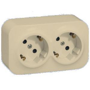 Forix 782453 falon kívüli 2x2P+F földelt csatlakozóaljzat gyerekvédelemmel bézs