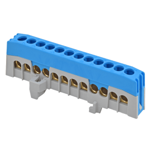 Pollmann 2020269  N12-F2 Csatlakozó sorkapocs szigetelt csavaros sínre pattintható kék