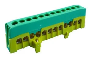 Pollmann 2020270  PE12-F2 Csatlakozó sorkapocs szigetelt csavaros sínre pattintható zöld/sárga