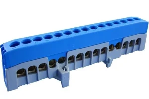 Pollmann 2020272  N15-F2 Csatlakozó sorkapocs szigetelt csavaros sínre pattintható kék