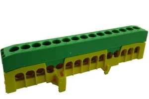 Pollmann 2020273  PE15-F2 Csatlakozó sorkapocs szigetelt csavaros sínre pattintható zöld/sárga