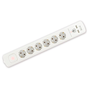Somogyi Elektronic Home NVT 06K USB/WH hosszabbító túlfeszültség védelemmel