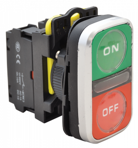 Tracon NYG3-DL2  kettős világító nyomógomb be-ki/on-off állás, zöld-piros IP65