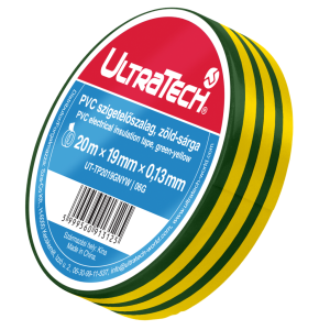 Ultratech TP2019GNYW szigetelőszalag 20x19mm zöld/sárga